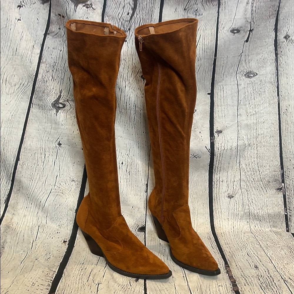 Jeffrey Campbell Brown Faux Suede Over The Knee Boots Size 10